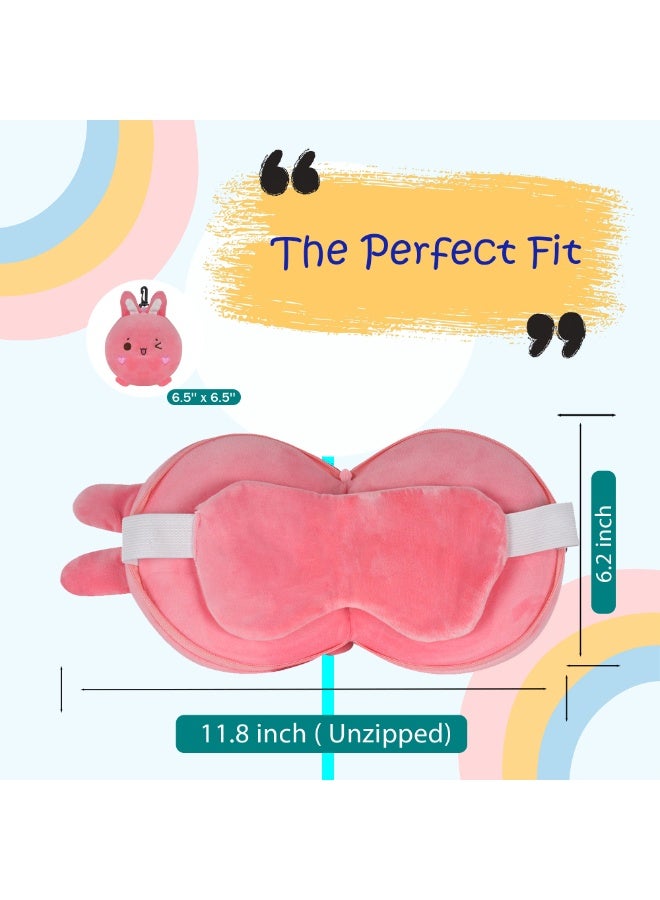 VEA Kids Pillow with Eye Mask – Bunny Rabbit Design, Travel Pillow for Kids, Portable Sleeping Pillow for Car, Flight & Nap Time - Image 3